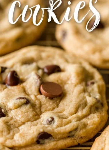 Delicious freshly baked chocolate chip cookies on a cooling rack
