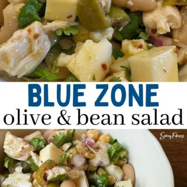 Colorful Blue Zone Bean Salad with various legumes and fresh vegetables