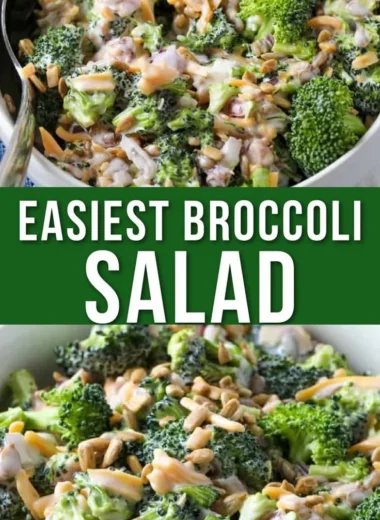 Bowl of broccoli salad with bacon and cheddar