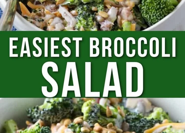 Bowl of broccoli salad with bacon and cheddar