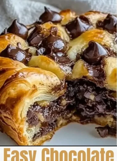 Freshly baked chocolate croissants with a rich chocolate filling