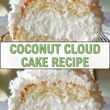 Delicious Coconut Cloud Cake topped with coconut flakes and whipped cream