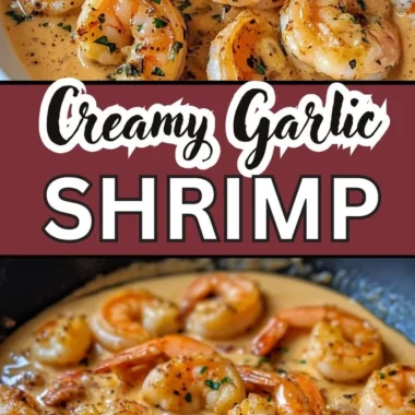Creamy garlic shrimp served in a bowl with a rich sauce and herbs
