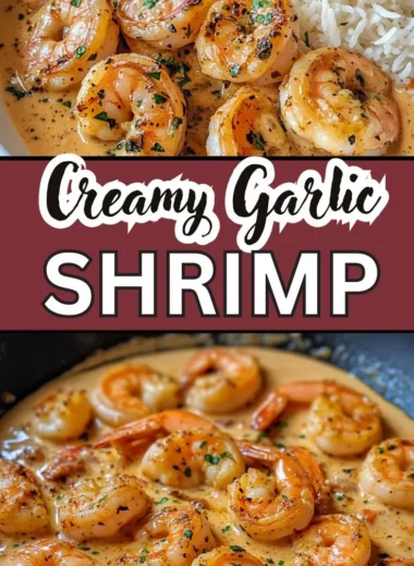 Creamy garlic shrimp served in a bowl with a rich sauce and herbs