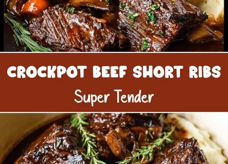 Crockpot beef short ribs served with vegetables and herbs