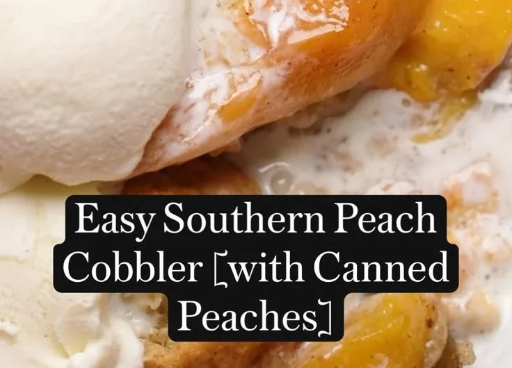 Delicious Easy Southern Peach Cobbler fresh out of the oven