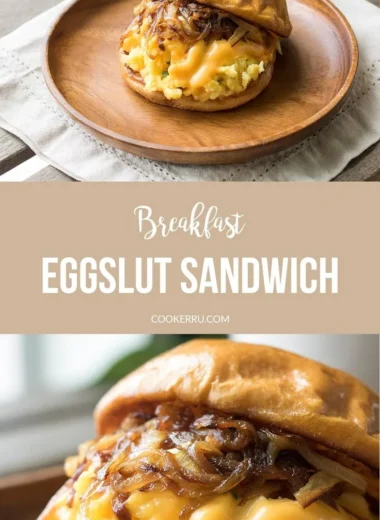 Delectable Eggslut breakfast sandwich with egg and condiments
