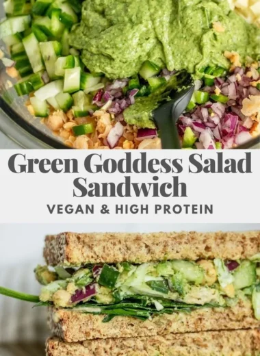 Delicious Green Goddess Salad Sandwich featuring fresh vegetables and creamy dressing