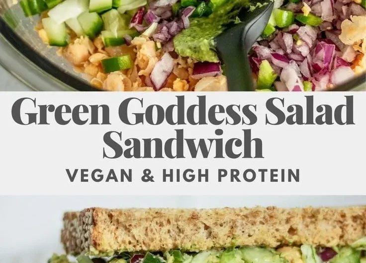 Delicious Green Goddess Salad Sandwich featuring fresh vegetables and creamy dressing
