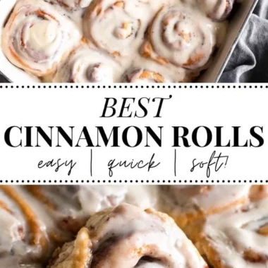 Freshly baked homemade cinnamon rolls with icing