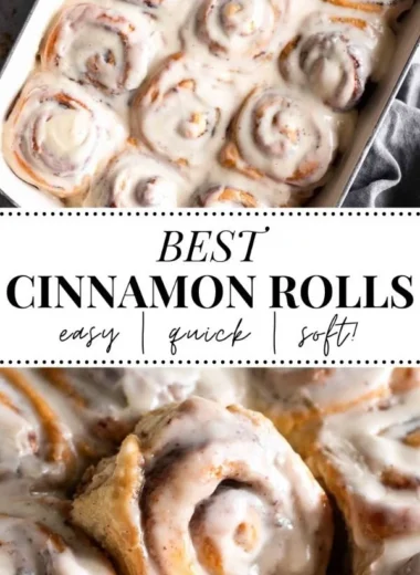 Freshly baked homemade cinnamon rolls with icing