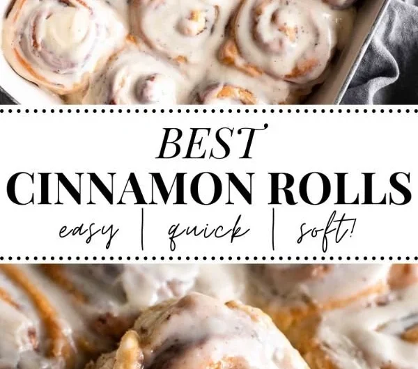 Freshly baked homemade cinnamon rolls with icing