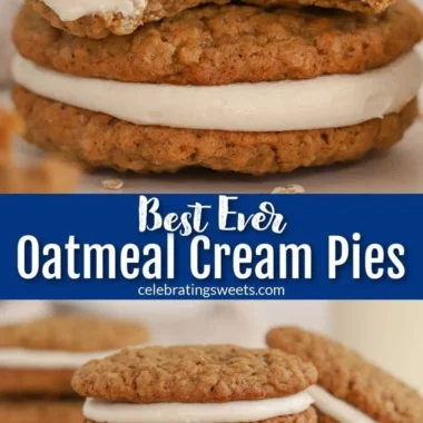 Homemade Oatmeal Cream Pies with cookies and creamy filling