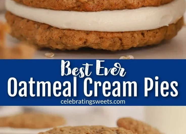 Homemade Oatmeal Cream Pies with cookies and creamy filling