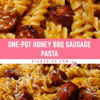 One-Pot Honey BBQ Sausage Pasta served in a bowl with fresh herbs on top