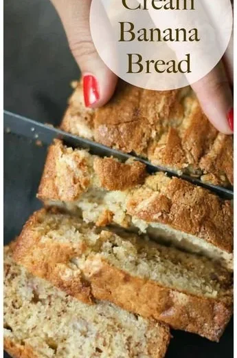 Freshly baked sour cream banana bread, perfect for breakfast and snacks.