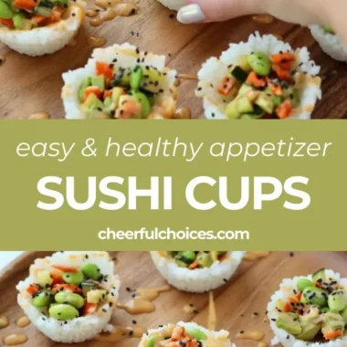 Delicious sushi cups filled with fresh ingredients and vibrant colors.