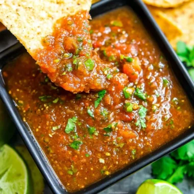 Freshly made Blender Salsa with vibrant ingredients in a bowl