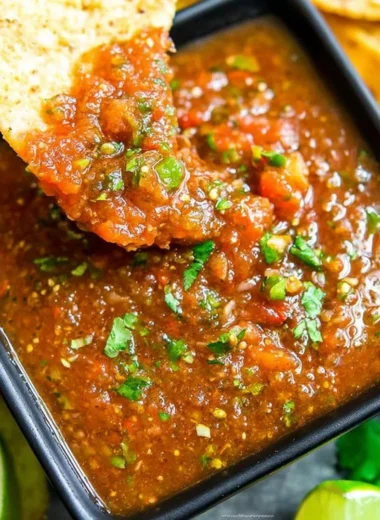 Freshly made Blender Salsa with vibrant ingredients in a bowl