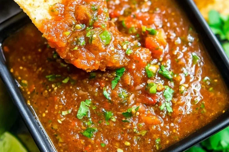 Freshly made Blender Salsa with vibrant ingredients in a bowl