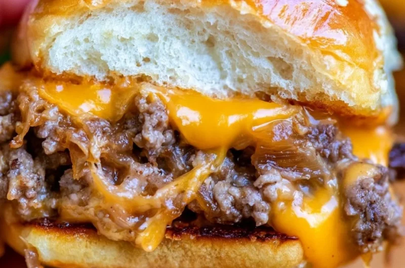 Delicious cheeseburger sliders served with toppings and condiments