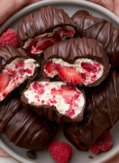 Delicious chocolate strawberry yogurt clusters in a bowl