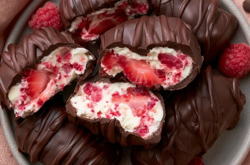 Delicious chocolate strawberry yogurt clusters in a bowl