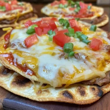 Delicious homemade Copy Cat Taco Bell Mexican Pizza topped with fresh ingredients