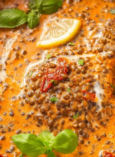 Creamy Marry Me Lentils dish served in a bowl with herbs and spices