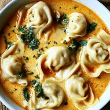 Creamy Thai Dumpling Soup with vibrant herbs and spices
