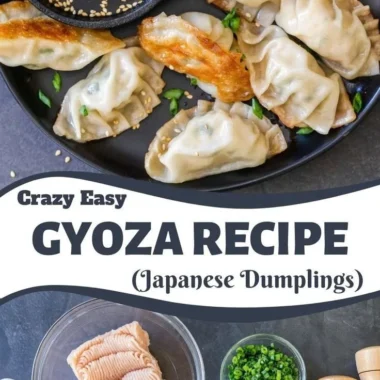 Delicious homemade dumplings served on a plate with dipping sauce.