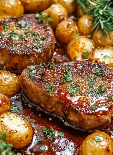 Easy sheet pan chicken chops ready for serving with colorful vegetables.