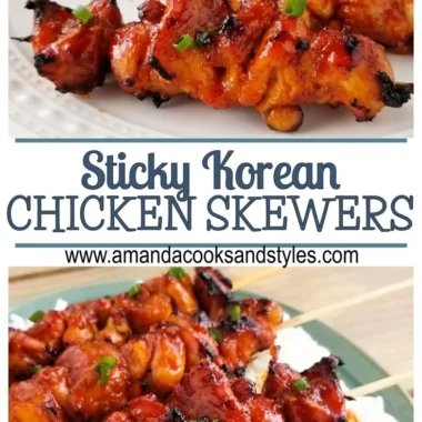 Delicious Korean Chicken Skewers ready to be grilled with flavorful marinade
