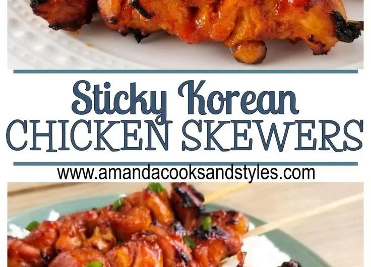 Delicious Korean Chicken Skewers ready to be grilled with flavorful marinade