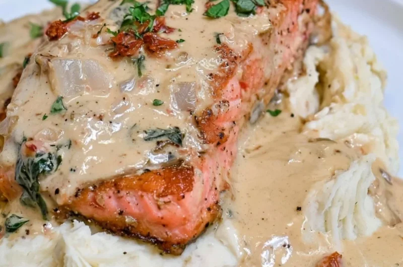Delicious Marry Me Salmon dish garnished and ready to serve.