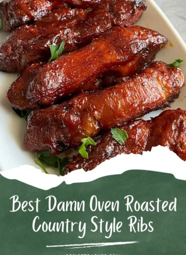 Oven-roasted country-style pork ribs on a serving platter