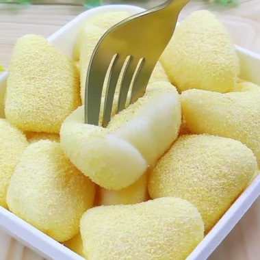 Deliciously pan-fried fresh milk mochi, soft and chewy with a stretchy texture.