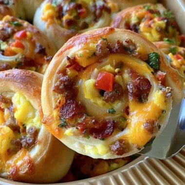 Freshly baked savory breakfast rolls on a wooden table.