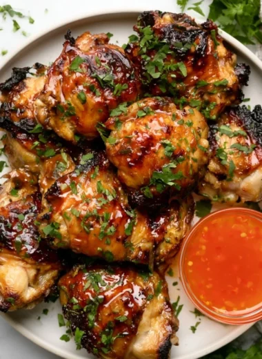 Deliciously grilled Thai chicken served with fresh herbs and spices