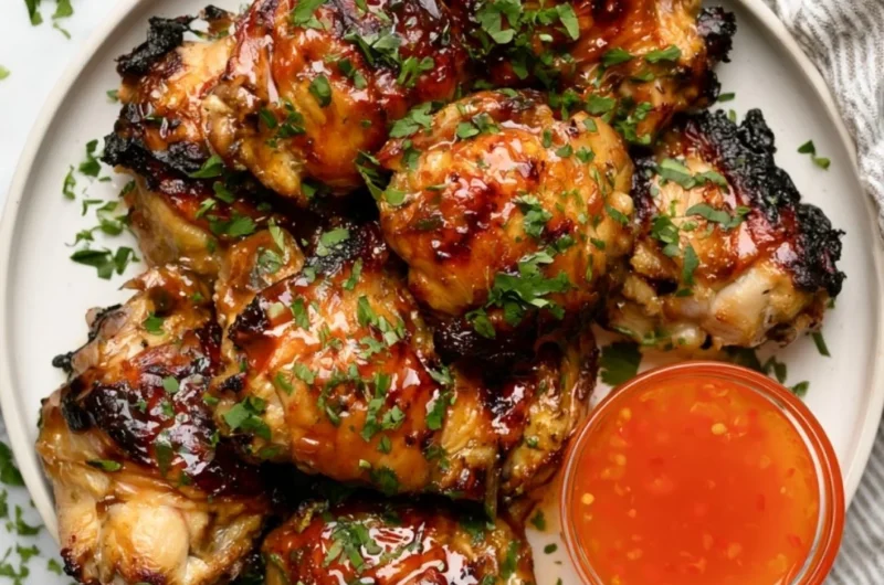Deliciously grilled Thai chicken served with fresh herbs and spices