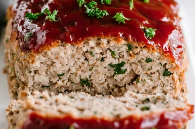 Deliciously cooked Turkey Meatloaf served on a plate