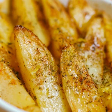Cozy Greek Lemon Potatoes roasted with lemon and herbs.