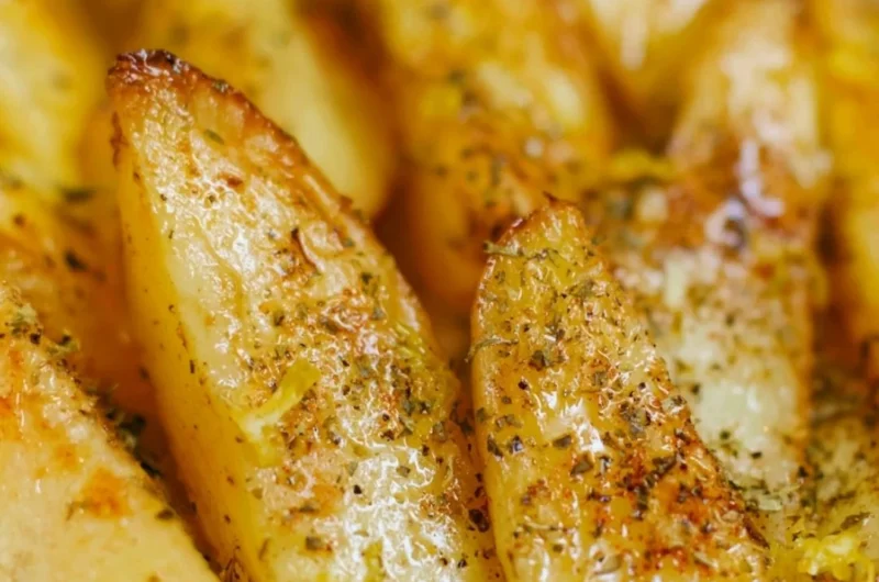 Cozy Greek Lemon Potatoes roasted with lemon and herbs.