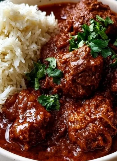 Cozy Lamb Madras Curry served in a bowl with aromatic spices