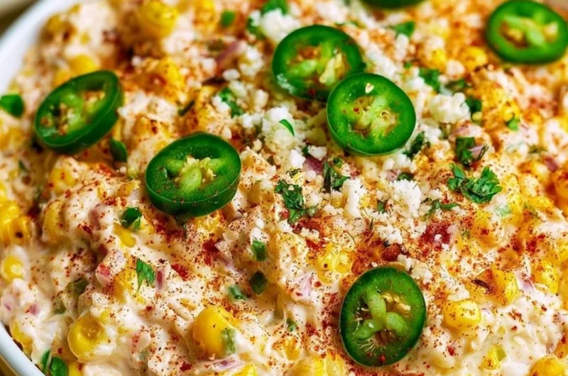 Cozy Mexican street corn dip served in a bowl with cilantro and lime wedges.