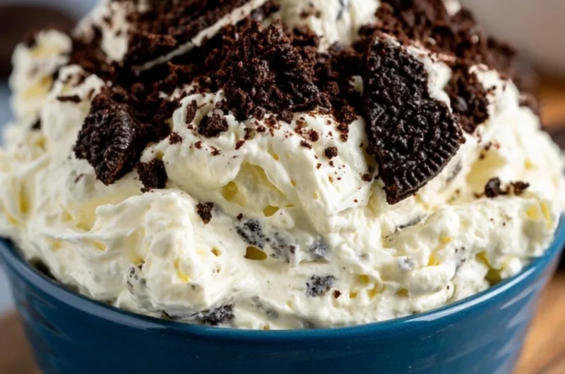 Cozy Oreo Fluff dessert with crushed Oreos and whipped cream