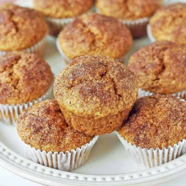 Delicious pumpkin muffins served with autumn spices