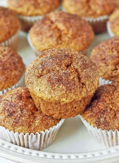 Delicious pumpkin muffins served with autumn spices