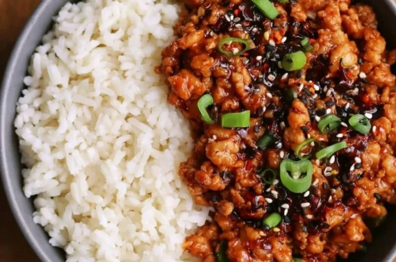 Low carb firecracker ground chicken recipe for healthy dinners.