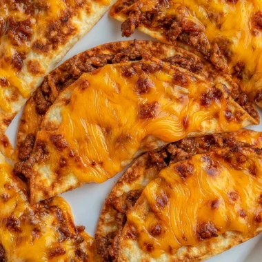 Sheet pan tacos ready to serve, topped with fresh ingredients and cheese.